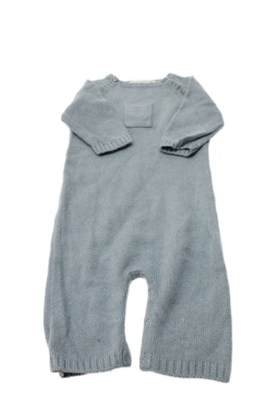 Bonpoint Girls Long Sleeve Crew Neck Wool Knit One Piece Blue Size 6 Months