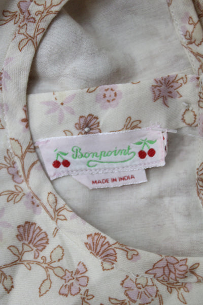 Bonpoint Girls Button Back Sleeveless Floral One Piece White Pink Size 6M