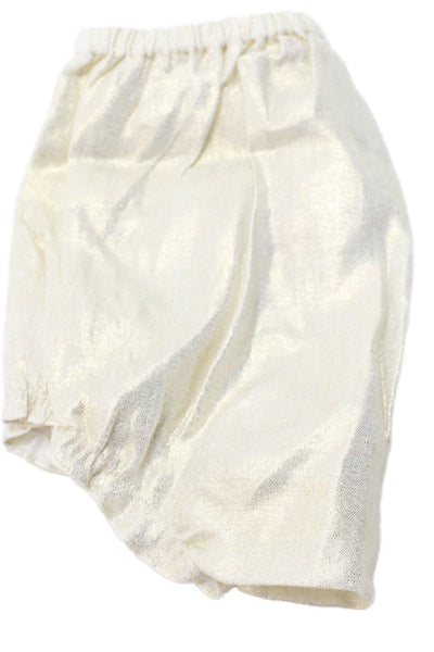 Bonpoint Girls Elastic Waistband Metallic Linen Bottoms Gold Tone Size 12M