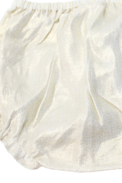 Bonpoint Girls Elastic Waistband Metallic Linen Bottoms Gold Tone Size 12M