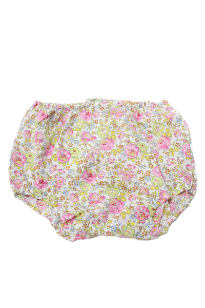 Bonpoint Girls Elastic Waistband Floral Cotton Bottoms White Pink Yellow 18M