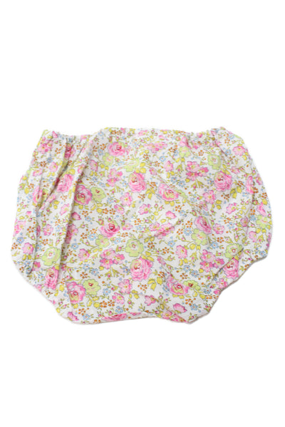 Bonpoint Girls Elastic Waistband Floral Cotton Bottoms White Pink Yellow 18M