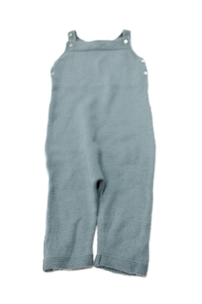 Bonpoint Girls Sleeveless Square Neck Wool Knit Jumpsuit Blue Size 3 Months