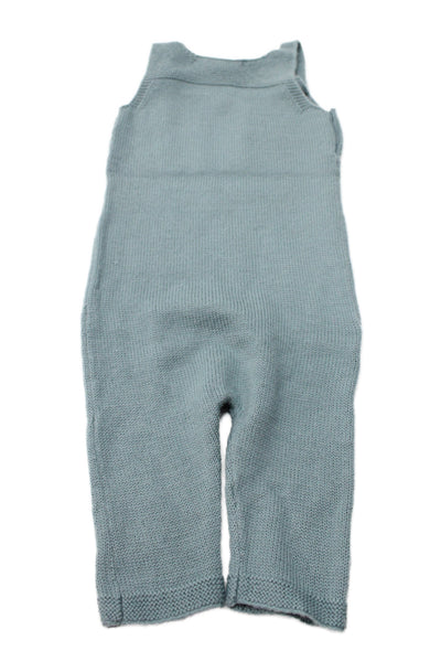 Bonpoint Girls Sleeveless Square Neck Wool Knit Jumpsuit Blue Size 3 Months