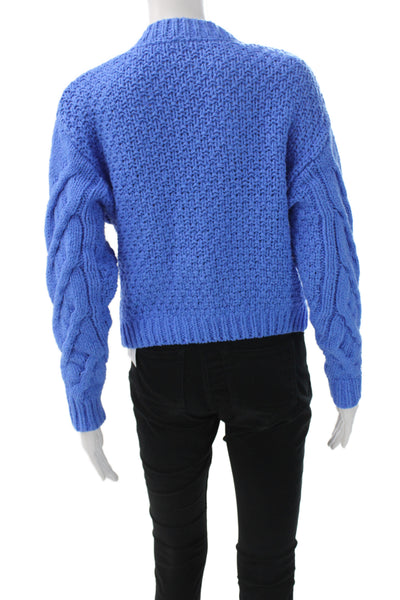 Free People Womens Bohemian V-Neck Knit Cardigan Blue Long Sleeve Size XS