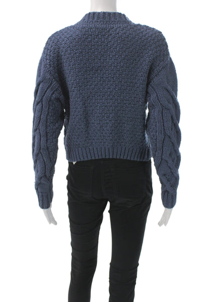 Free People Women Cardigan Blue V Neck Knit Long Sleeve Size XS