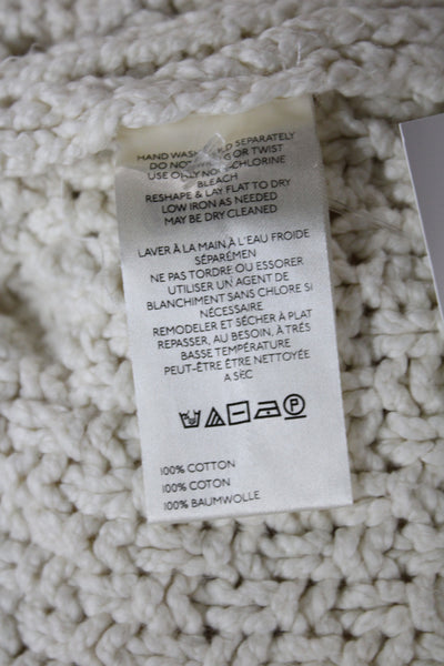 Free People Women Ivory Cotton Cardigan Round Neck Long Sleeve Size XS