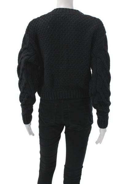 Free People Womens Cardigan Black 100% Cotton Long Sleeve Round Neck Size XS