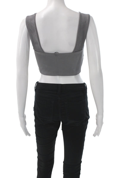 Susana Monaco Women Cropped Sleeveless Gray Tank Polyester Square Neck Size S
