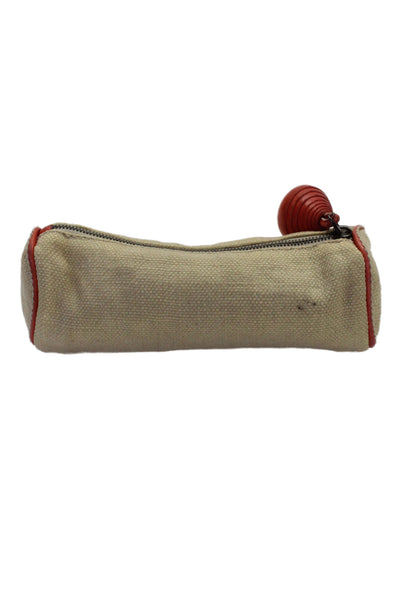 Bottega Veneta Womens Canvas Embellished Zipper Zip Coin Wallet Beige