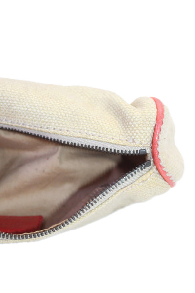 Bottega Veneta Womens Canvas Embellished Zipper Zip Coin Wallet Beige