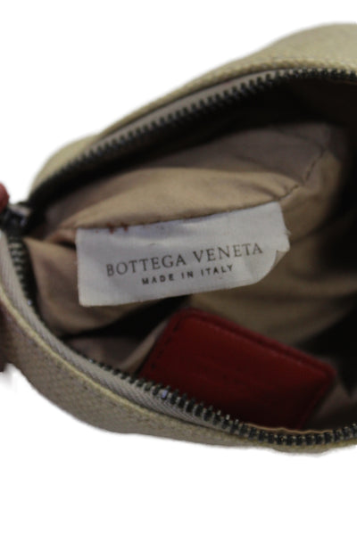 Bottega Veneta Womens Canvas Embellished Zipper Zip Coin Wallet Beige