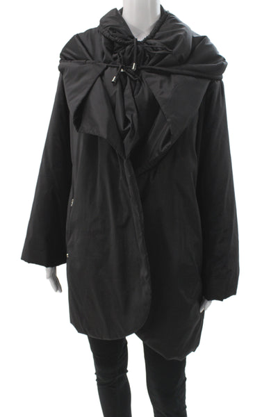 Magaschoni Women Puffer Jacket Black Drawstring Long Sleeve Size S