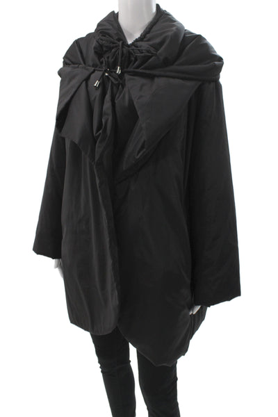 Magaschoni Women Puffer Jacket Black Drawstring Long Sleeve Size S