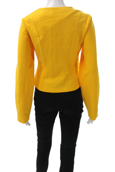 Aligne Womens Yellow Knit Basic Jacket Long Sleeve Button Size 4