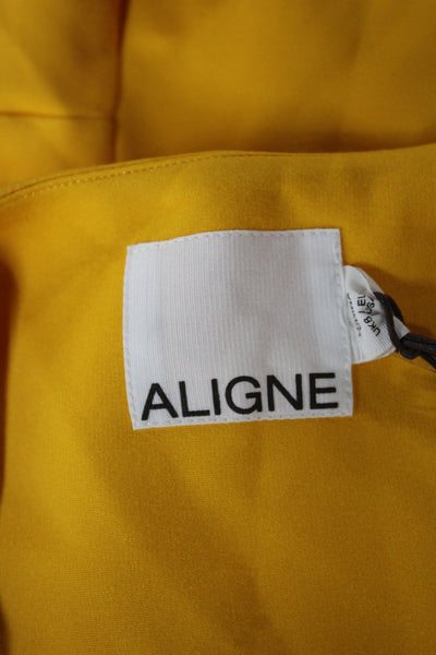 Aligne Womens Yellow Knit Basic Jacket Long Sleeve Button Size 4