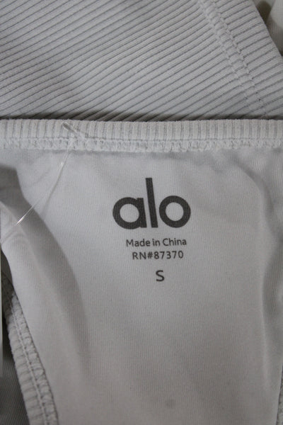 Alo Womens Cropped Tank White V-Neck Sleeveless Athleisure Size S
