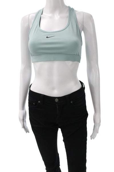 Nike Womens Sports Bra Green Polyester Blend Sleeveless Size M