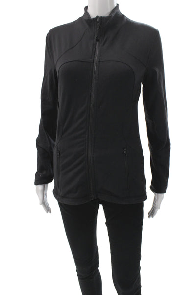 Lululemon Womens Black Track Jacket Zip Polyester Size 6