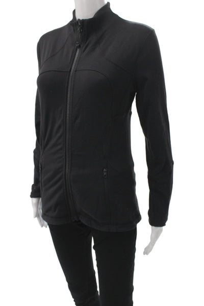 Lululemon Womens Black Track Jacket Zip Polyester Size 6