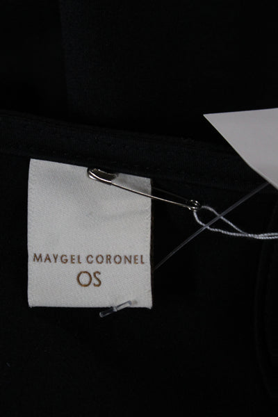 Maygel Coronel Women Cropped Black Blouse Long Sleeve Tie Size One Size