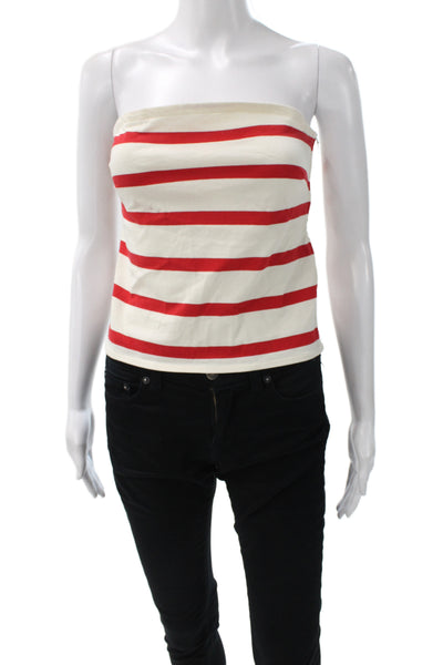 J Crew Women Off Shoulder Striped Cotton Tank Zip Closure Nautical Size S