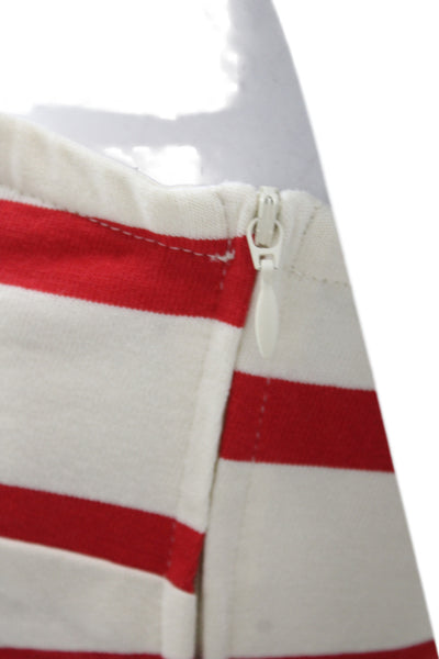 J Crew Women Off Shoulder Striped Cotton Tank Zip Closure Nautical Size S