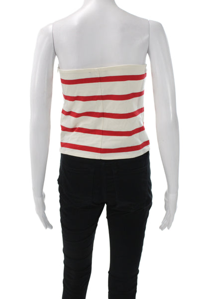 J Crew Women Off Shoulder Striped Cotton Tank Zip Closure Nautical Size S