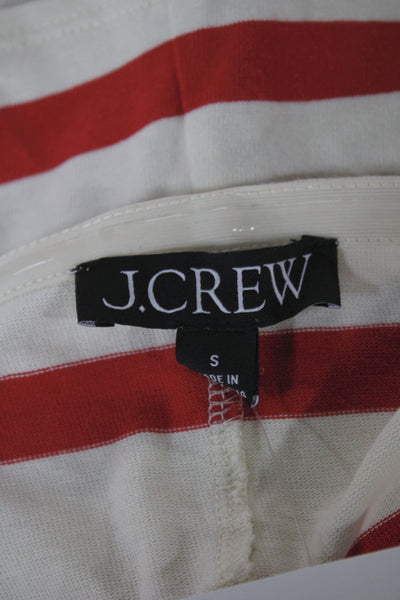 J Crew Women Off Shoulder Striped Cotton Tank Zip Closure Nautical Size S