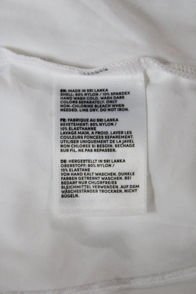 Lands End Women Cropped White Mock Neck Long Sleeve T Shirt Size S