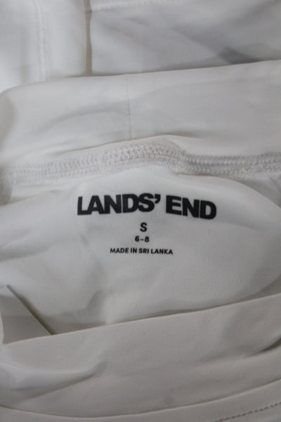 Lands End Women Cropped White Mock Neck Long Sleeve T Shirt Size S