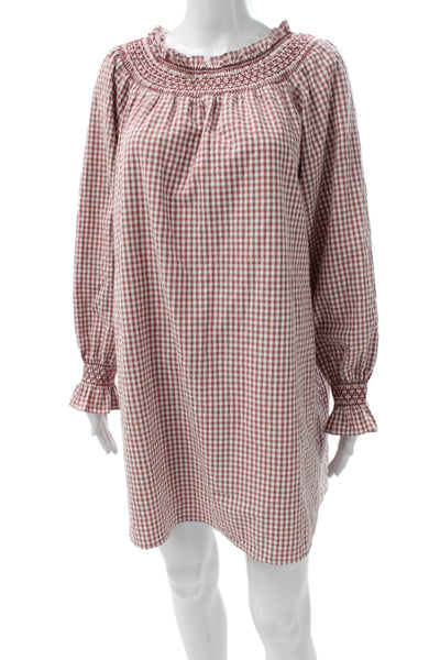 Few Moda X Ali Sisto Daniel Women Red Gingham Long Sleeve Shift Dress Size S