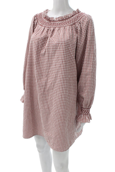 Few Moda X Ali Sisto Daniel Women Red Gingham Long Sleeve Shift Dress Size S