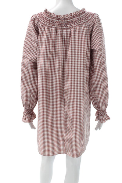 Few Moda X Ali Sisto Daniel Women Red Gingham Long Sleeve Shift Dress Size S