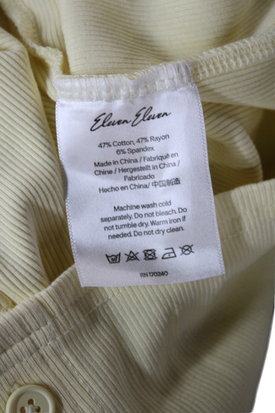 Eleven Eleven Women Yellow Casual Outfit Set Short Sleeve Button Size S
