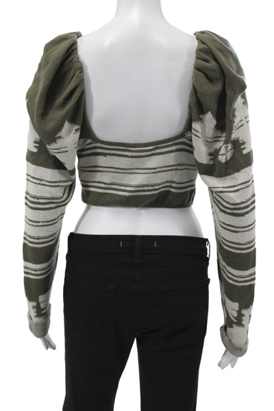 Johanna Ortiz Unisex Green Camouflage Square Neck Long Sleeve Sweater Size XS