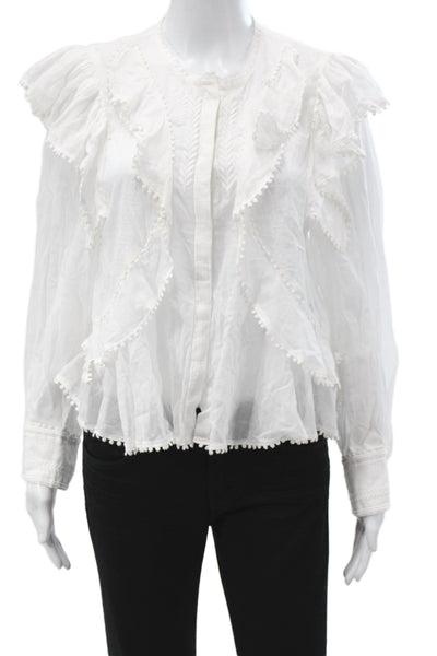 Isabel Marant Etoile Women Bohemian Cotton Crew Neck Long Sleeve Blouse Size 34