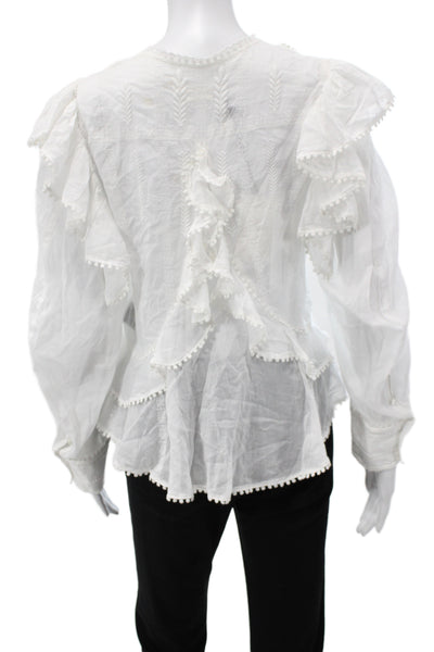 Isabel Marant Etoile Women Bohemian Cotton Crew Neck Long Sleeve Blouse Size 34