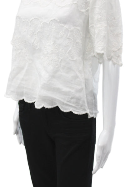 Isabel Marant Women Bohemian Floral High Neck Ramie Button Up Blouse Size 34