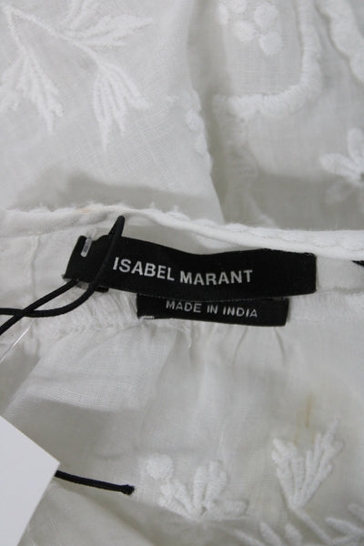 Isabel Marant Women Bohemian Floral High Neck Ramie Button Up Blouse Size 34