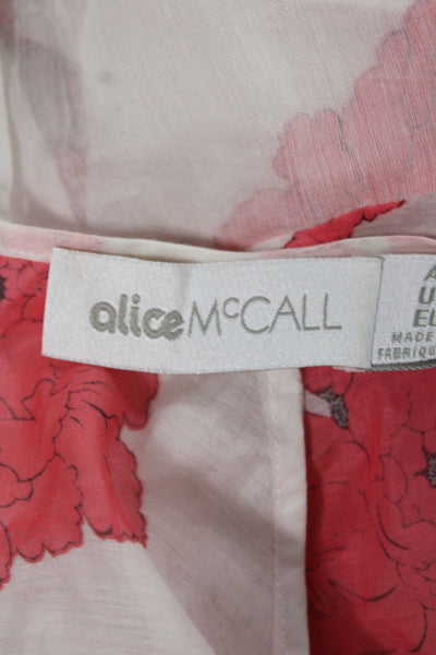 Alice McCall Women Pink Floral Blouse 3/4 Sleeve Crew Neck Silk Cotton Size 4