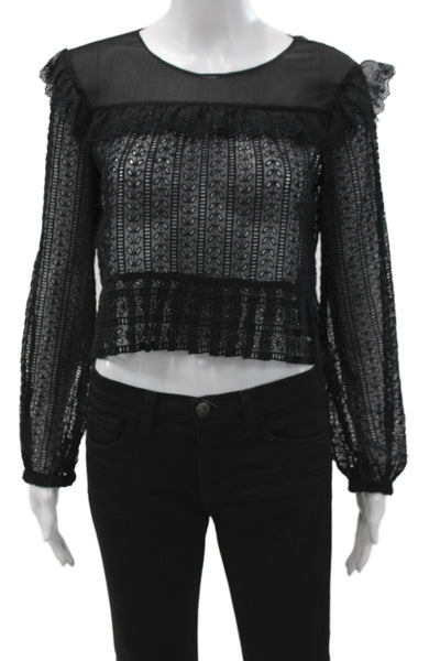 Philosophy Di Lorenzo Serafini Women Cropped Blouse Black Long Sleeve Size 2