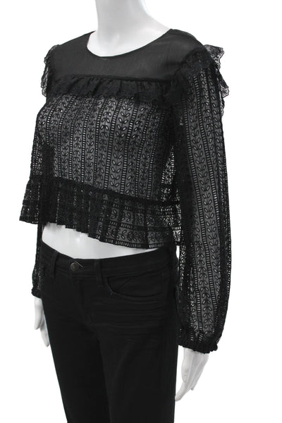 Philosophy Di Lorenzo Serafini Women Cropped Blouse Black Long Sleeve Size 2