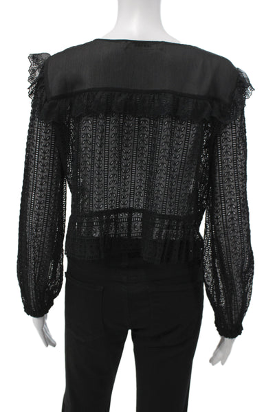 Philosophy Di Lorenzo Serafini Women Cropped Blouse Black Long Sleeve Size 2