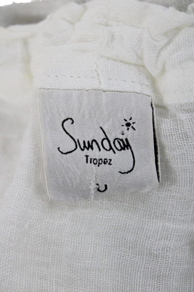 Sunday Tropez Womens Linen Off Shoulder 3/4 Sleeve Boho Blouse Size One Size