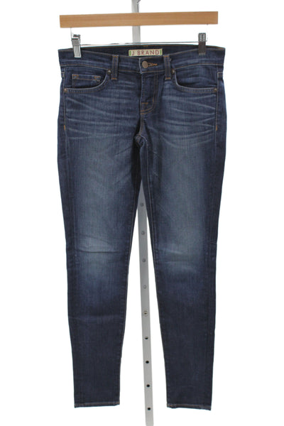 J Brand Womens Skinny Mid Rise Jeans Blue Button Inseam 28 Size 25