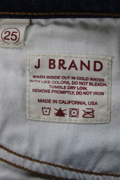 J Brand Womens Skinny Mid Rise Jeans Blue Button Inseam 28 Size 25