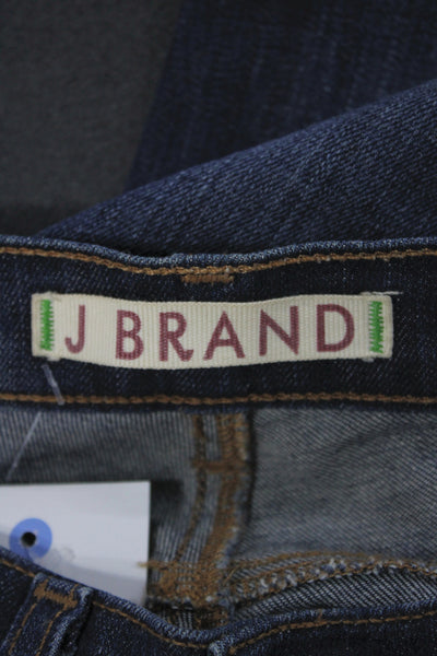 J Brand Womens Skinny Mid Rise Jeans Blue Button Inseam 28 Size 25