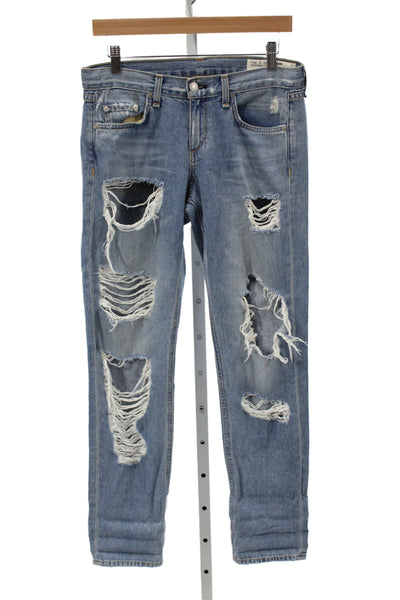 Rag & Bone Jean Womens Boyfriend Jeans Blue Distressed Cotton Mid Rise Size 25