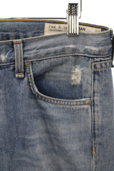 Rag & Bone Jean Womens Boyfriend Jeans Blue Distressed Cotton Mid Rise Size 25
